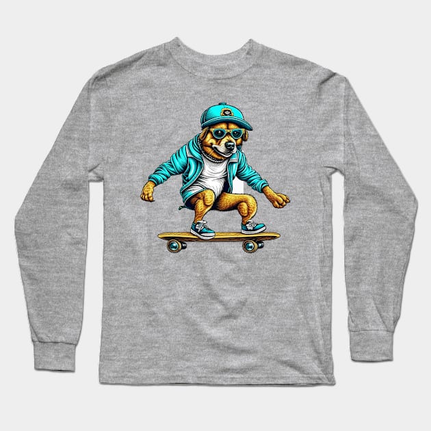 Skater Dawg! Long Sleeve T-Shirt by From the House On Joy Street